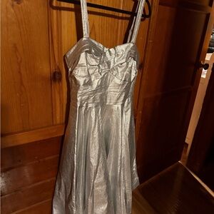 Jawbreaker Swing Dress in Silver Laminate